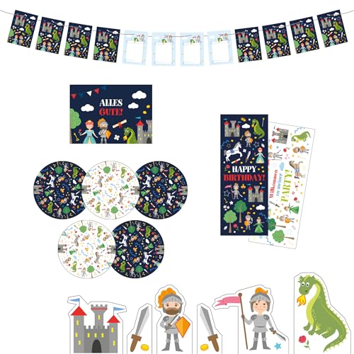 "Drachen / Ritter" Kindergeburtstag Deko Box - Geburtstagsdeko Set für Jungen - Geburtstag Dekoration für Kinder Partys - Tischdeko mit Snackuntersetzern, Poster, Girlande uvm. - Party birthday "Drachen / Ritter" Kindergeburtstag Deko Box - Geburtstagsdeko Set für Jungen - Geburtstag Dekoration für Kinder Partys - Tischdeko mit Snackuntersetzern, Poster, Girlande uvm. - Party birthday von Ideenverlag HAMBURG