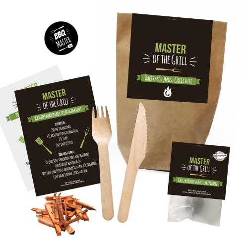 "Master of the Grill" nachhaltige Wundertüte für Männer Überraschungstüte Vatertag Mitbringseltüte Männer Aufmerksamkeit Männer Mitgebseltüte Männer give-aways Männer Wundertüte Männer Grilltüte von Ideenverlag HAMBURG