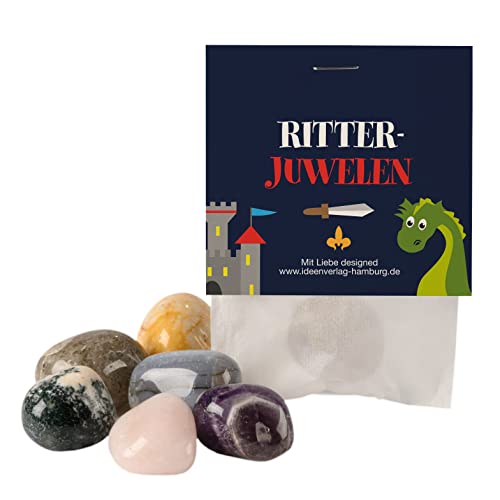 10x "Drachen / Ritter" Glückssteine für Kinder / Glücksbringer Stein "Ritter Juwelen" als Mitgebsel Kindergeburtstag Ritter / Glücksbringer Kinder / Ritter Geburtstag Mitgebsel Kinder Kleinigkeit von Ideenverlag HAMBURG