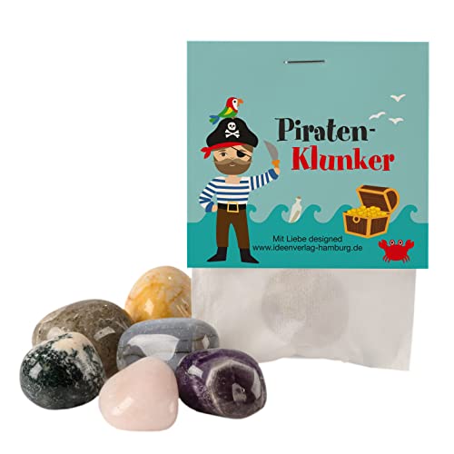 10x "Piraten" Glückssteine für Kinder / Glücksbringer Stein "Piraten Klunker" als Mitgebsel Kindergeburtstag Piraten / Glücksbringer Kinder / Piraten Geburtstag Mitgebsel Kinder / Seeräuber Schatz von Ideenverlag HAMBURG