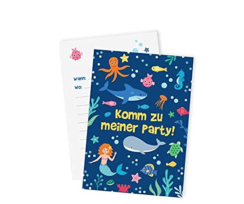 12x "Tiefsee / Meerjungfrauen" Einladungskarten zum Kindergeburtstag / Meerjungfrauen Party Einladungskarten Meerjungfrauen Kindergeburtstag / Einladung Kindergeburtstag Tiefsee Einladung Nixen von Ideenverlag HAMBURG