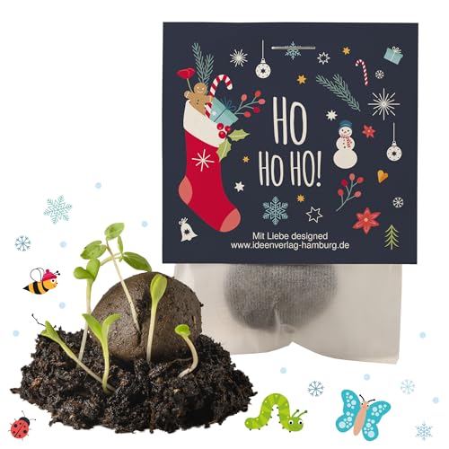 4x "Ho Ho Ho" Winter Samenbomben Weihnachten / treiben aus bei Kälte / kleine Geschenke Kollegen Saatbomben Geschenk Gäste Geschenke Gastgeschenk Kinder Dankeschön Geschenke Kollegen Kleinigkeiten von Ideenverlag HAMBURG