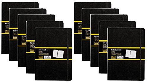 10er Maxi Sparpack Idena 209284 - Notizbuch, 192 Seiten, 80 g/m², schwarz (DIN A5 | 10 Stück, liniert) von Idena