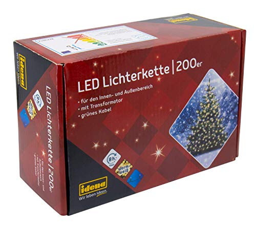 2 St. LED Lichterkette mit 200 LED in warm weiß, mit 8 Stunden Timer Funktion, Innen und Außenbereich, Weihnachten, Deko, ca. 27,9 m (200er Led | 2 Stück) von Idena