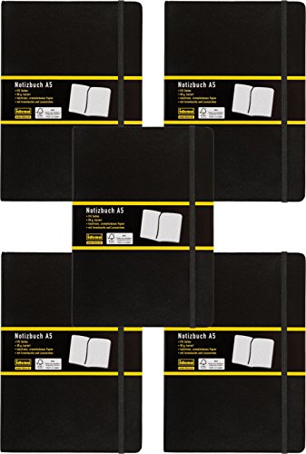 5er Pack Idena 209281 - Notizbuch DIN A5, 192 Seiten, 80 g/m², kariert, schwarz 5er Pack Idena 209281 - Notizbuch DIN A5, 192 Seiten, 80 g/m², kariert, schwarz von Idena