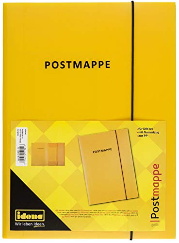 Idena 10021 - Postmappe aus PP, DIN A4, mit Gummizug, gelb, 1 Stück, 23,7 x 32,3 cm von Idena
