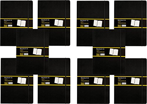 Idena 10053 - Notizbuch DIN A4, 192 Seiten, 80 g/m², blanko, schwarz (10er Pack) von Idena