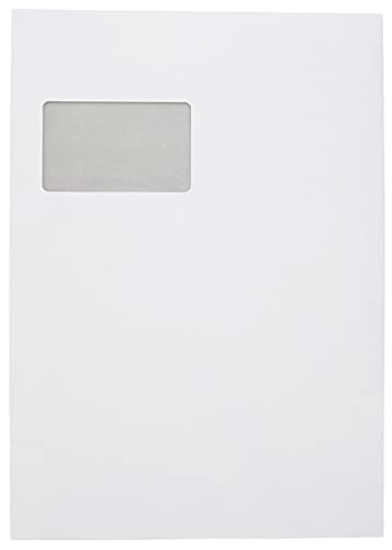 Idena 10251 - Versandtaschen DIN C4, 100 Stück haftklebend, Faltentaschen mit 2 cm Bodenfalte, Briefumschläge mit Fenster, aus 120 g/m² FSC-Mix Papier in Weiß Idena 10251 - Versandtaschen DIN C4, 100 Stück haftklebend, Faltentaschen mit 2 cm Bodenfalte, Briefumschläge mit Fenster, aus 120 g/m² FSC-Mix Papier in Weiß von Idena
