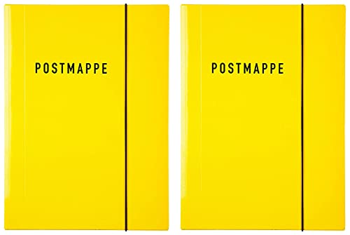 Idena 10372 - Postmappe DIN A4, Glanzkarton mit Gummizug, gelb, 2 Stück von Idena