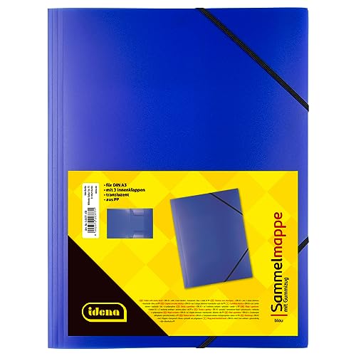 Idena 10377 - Sammelmappe mit Gummizug für DIN A3, aus Polypropylen, transluzent blau, 1 Stück Idena 10377 - Sammelmappe mit Gummizug für DIN A3, aus Polypropylen, transluzent blau, 1 Stück von Idena