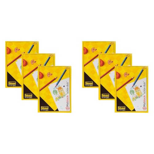 Idena 10390 - Idena Malblock, DIN A4, 100 Blatt, 70 g/m², Schön Dick, 3 Stück (Packung mit 2) von Idena