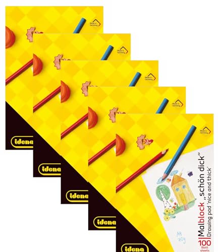 Idena 10390 - Idena Malblock, DIN A4, 100 Blatt, 70 g/m², Schön Dick, 5er Pack Weiß (5 Stück) von Idena