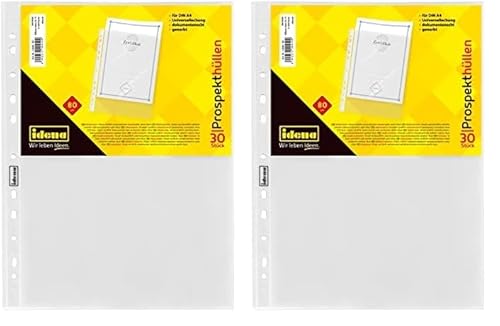 Idena 10404 - Prospekthülle DIN A4 Format, genarbt, 80µ, 30 Stück (Packung mit 2) von Idena
