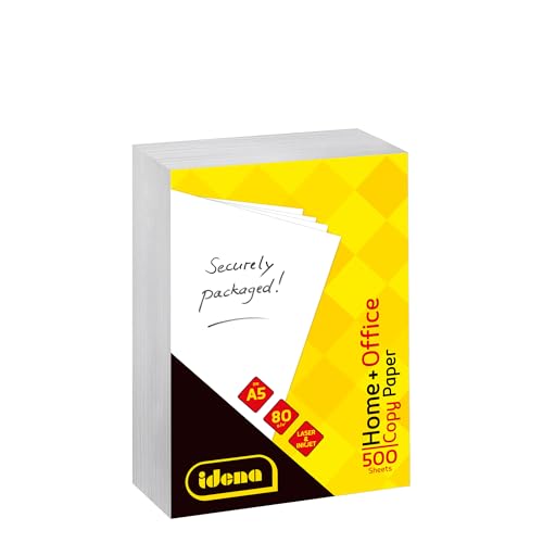 Idena 10547 - Kopierpapier A5, 500 Blatt, weiß, Papierqualität 80g/m², für den täglichen Gebrauch, zum Drucken, Kopieren und Faxen, geeignet für Laser & Inkjet von Idena