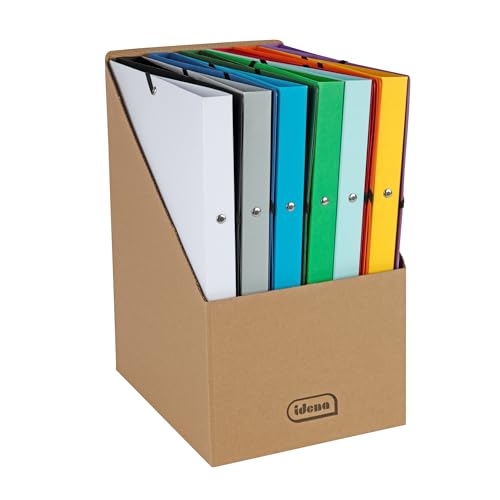 Idena 11097 - Eco Ringbücher aus Karton in DIN A4, 12 farbige Ordner mit 20 mm Rückenbreite und 2-Ring-Mechanik, Gummizug über Eck Idena 11097 - Eco Ringbücher aus Karton in DIN A4, 12 farbige Ordner mit 20 mm Rückenbreite und 2-Ring-Mechanik, Gummizug über Eck von Idena