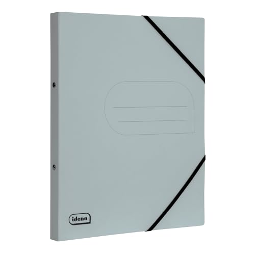 Idena 11100 - Eco Ringbuch aus Karton in DIN A4, Ordner in Grau mit 20 mm Rückenbreite und 2-Ring-Mechanik, Gummizug über Eck von Idena