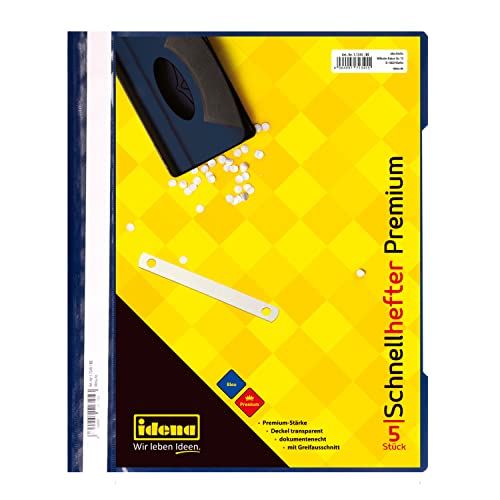 Idena 11345 - Schnellhefter DIN A4, aus PP, Stärke 250 µ, blau, 5 Stück Idena 11345 - Schnellhefter DIN A4, aus PP, Stärke 250 µ, blau, 5 Stück von Idena