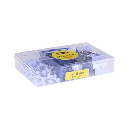 Idena 11369 - Office Set 86-teilig, 40 Pinnadeln, 40 Büroklammern und 6 Foldbackklammern, geeignet für Schule und Büro von Idena