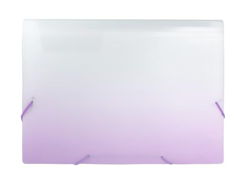 Idena 12109 - Dokumentenmappe A4 aus Kunststoff, Fächermappe in Weiß und Lila mit 12 Fächern, Sortiermappe mit Gummizug, inkl. Beschriftungsschildern von Idena
