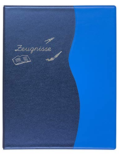Idena 20021 - Zeugnisringbuch, DIN A4, 10 Hüllen, metallic blau, 1 Stück von Idena