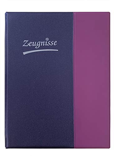 Idena 20104 - Zeugnismappe Ringbuch, DIN A4, 10 Hüllen, glasklar, violett, mit 4 Ring-Mechanik, 1 Stück von Idena