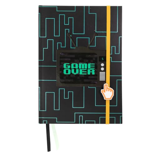Idena 20187 - Notizbuch A5, Design Gaming, 128 Seiten kariert, 80 g/m², mit Gummiband und 2 Lesebändchen, FSC-Mix von Idena