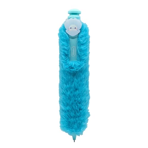 Idena - Kugelschreiber mit Plüsch, Flauschiger blauer Stift - ein Stück mit Muschel-Clip, Niedlicher Schreibspaß für Kinder, Teenager & Büro von Idena