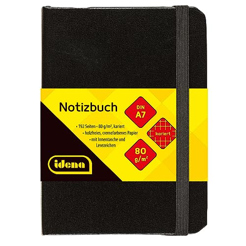 Idena 209283 - Notizbuch DIN A7, kariert, Papier cremefarben, 192 Seiten, 80 g/m², Hardcover in Schwarz Idena 209283 - Notizbuch DIN A7, kariert, Papier cremefarben, 192 Seiten, 80 g/m², Hardcover in Schwarz von Idena