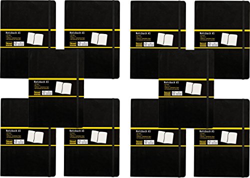 Idena 209284 - Notizbuch DIN A5, 192 Seiten, 80 g/m?, liniert, schwarz (DIN A5 | 10 St?ck, blanko) von Idena