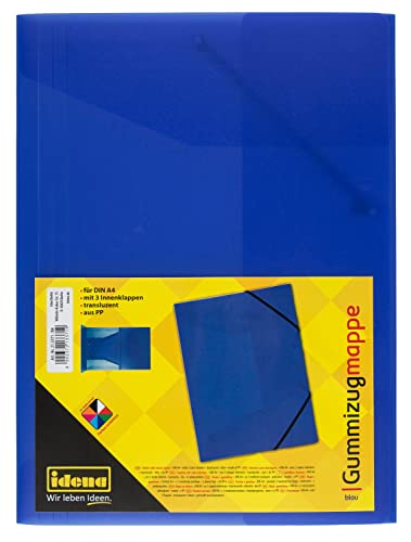 Idena 213371 - Sammelmappe mit Gummizug für DIN A4, aus Polypropylen, transluzent blau, 1 Stück von Idena