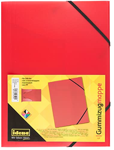 Idena 213372 - Sammelmappe mit Gummizug für DIN A4, aus Polypropylen, transluzent rot, 1 Stück von Idena