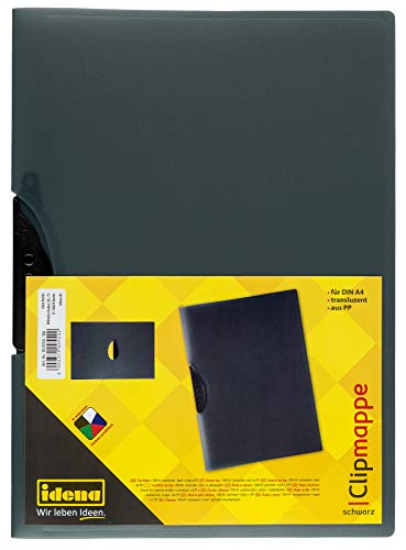 Idena 300554 - Clip Mappe für DIN A4 aus Polypropylen, transluzent schwarz, Klemmmappe, 1 Stück Idena 300554 - Clip Mappe für DIN A4 aus Polypropylen, transluzent schwarz, Klemmmappe, 1 Stück von Idena