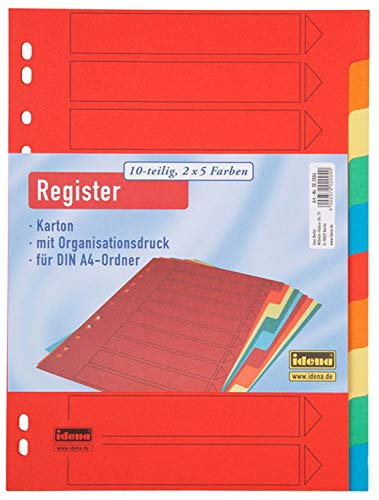 Idena 302004 - Register DIN A4, 10-teilig aus Karton (25) von Idena