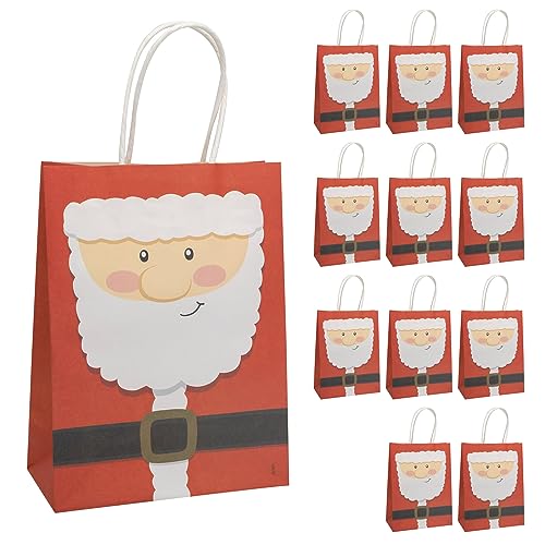 Idena 30331-12 - Geschenktüten Weihnachtsmann, 12 Stück, 15 x 20 x 7 cm, Papiertüten, Geschenktaschen, Weihnachtstüten von Idena