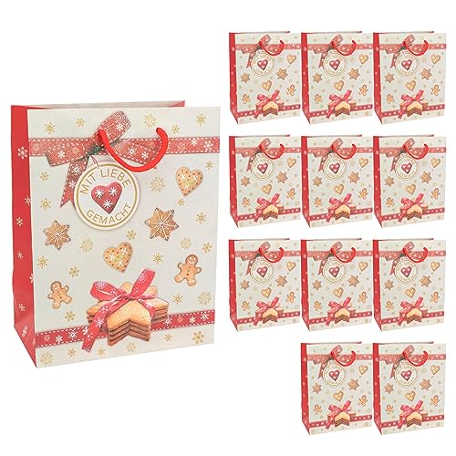 Idena 30347-12 - Geschenktüten Weihnachtsplätzchen, 12 Stück, 18 x 23 x 10 cm, Papiertüten, Geschenktaschen, Weihnachtstüten Idena 30347-12 - Geschenktüten Weihnachtsplätzchen, 12 Stück, 18 x 23 x 10 cm, Papiertüten, Geschenktaschen, Weihnachtstüten von Idena
