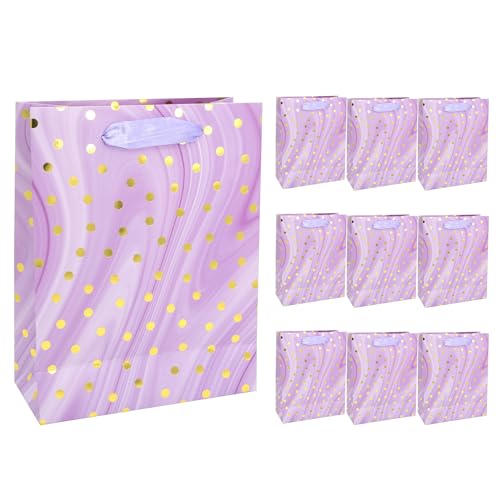 Idena 30381-10 - Geschenktüten Dot, 10 Stück, Geschenktaschen in der Größe 18 x 8 x 23 cm, Papiertüten in Lila mit goldenen Punkten Idena 30381-10 - Geschenktüten Dot, 10 Stück, Geschenktaschen in der Größe 18 x 8 x 23 cm, Papiertüten in Lila mit goldenen Punkten von Idena