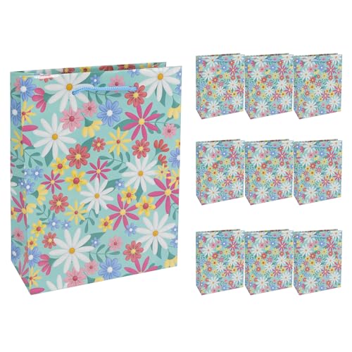 Idena 30384-10 - Geschenktüten Blumen, 10 Stück, Geschenktaschen in der Größe 18 x 8 x 23 cm, Papiertüten mit bunten Blüten Idena 30384-10 - Geschenktüten Blumen, 10 Stück, Geschenktaschen in der Größe 18 x 8 x 23 cm, Papiertüten mit bunten Blüten von Idena