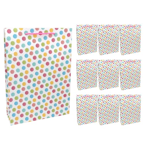 Idena 30387-10 - Geschenktüten Dot, 10 Stück, Geschenktaschen in der Größe 25 x 8 x 34,5 cm, Papiertüten mit bunten Punkten Idena 30387-10 - Geschenktüten Dot, 10 Stück, Geschenktaschen in der Größe 25 x 8 x 34,5 cm, Papiertüten mit bunten Punkten von Idena
