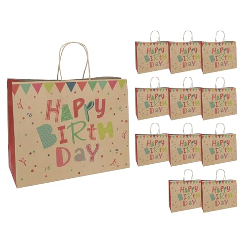 Idena 30395-12 - Geschenktüten Happy Birthday, 12 Stück, Geschenktaschen in der Größe 33 x 12 x 26 cm, Papiertüten zum Geburtstag Idena 30395-12 - Geschenktüten Happy Birthday, 12 Stück, Geschenktaschen in der Größe 33 x 12 x 26 cm, Papiertüten zum Geburtstag von Idena