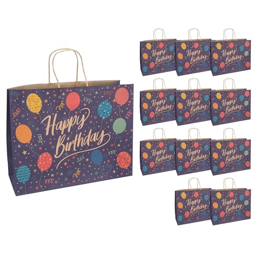 Idena 30398-12 - Geschenktüten Happy Birthday, 12 Stück, Geschenktaschen in der Größe 33 x 12 x 26 cm, Papiertüten zum Geburtstag Idena 30398-12 - Geschenktüten Happy Birthday, 12 Stück, Geschenktaschen in der Größe 33 x 12 x 26 cm, Papiertüten zum Geburtstag von Idena