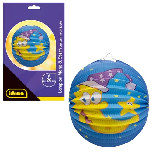 Idena - Lampion Mond & Stern, ca. Ø 26 cm, Blaue Papierlaterne mit Sternenhimmelmotiv, Kinder Laterne für Sankt Martin und Lichterfest Idena - Lampion Mond & Stern, ca. Ø 26 cm, Blaue Papierlaterne mit Sternenhimmelmotiv, Kinder Laterne für Sankt Martin und Lichterfest von Idena