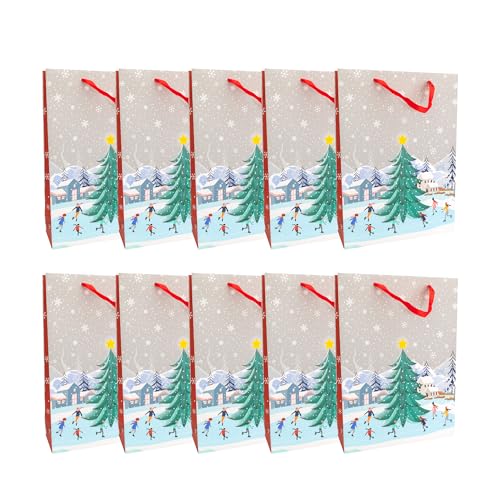 Idena 30489 -10 - Geschenktüten Winter, 10 Stück, Geschenktaschen in der Größe 25 x 34,5 cm, Papiertüten Winter in Rot und Weiß mit Schnee und Weihnachtsbaum Idena 30489 -10 - Geschenktüten Winter, 10 Stück, Geschenktaschen in der Größe 25 x 34,5 cm, Papiertüten Winter in Rot und Weiß mit Schnee und Weihnachtsbaum von Idena