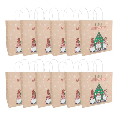 Idena 30512-12 - Geschenktüten Frohe Weihnachten, 12 Stück, Geschenktaschen in der Größe 28 x 28 x 15 cm, Papiertüten Weihnachten, Wichtel mit Weihnachtsbaum Idena 30512-12 - Geschenktüten Frohe Weihnachten, 12 Stück, Geschenktaschen in der Größe 28 x 28 x 15 cm, Papiertüten Weihnachten, Wichtel mit Weihnachtsbaum von Idena