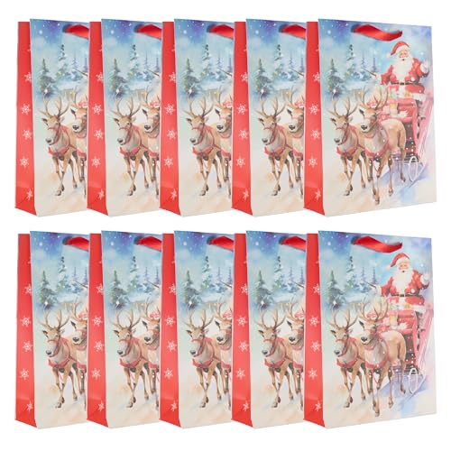 Idena 30515 -10 - Geschenktüten Weihnachten, 10 Stück, Geschenktaschen in der Größe 25 x 34 x 9 cm, Papiertüten Weihnachtsmann auf dem Schlitten und Rentiere Idena 30515 -10 - Geschenktüten Weihnachten, 10 Stück, Geschenktaschen in der Größe 25 x 34 x 9 cm, Papiertüten Weihnachtsmann auf dem Schlitten und Rentiere von Idena