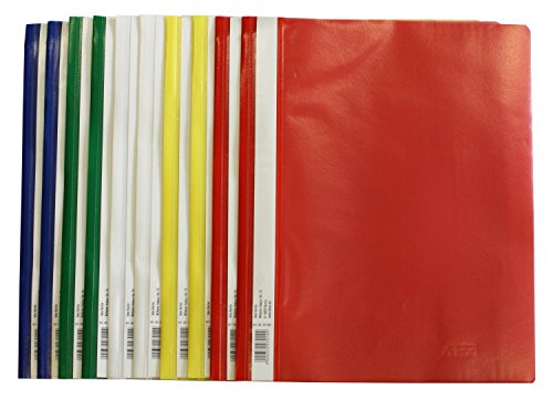 Idena 307007 - Schnellhefter A4, aus Kunststoff, 20 Stück, 5 Farben, 4 x blau/weiß/gelb/grün/rot von Idena