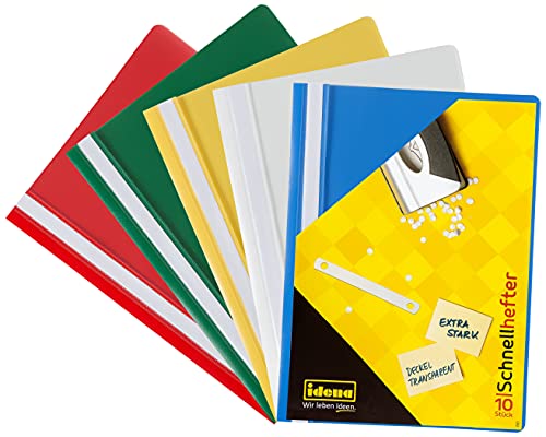 Idena 307007 - Schnellhefter für DIN A4, aus Kunststoff, 10 Stück, 5 Farben, 2 x blau/weiß/gelb/grün/rot Idena 307007 - Schnellhefter für DIN A4, aus Kunststoff, 10 Stück, 5 Farben, 2 x blau/weiß/gelb/grün/rot von Idena