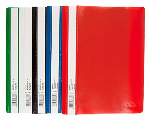 Idena 307863 - Schnellhefter A5, aus Kunststoff, 100 Stück, 5 Farben, 20 x blau/weiß/gelb/grün/rot (DIN A5 | 100 Stück, sortiert) von Idena