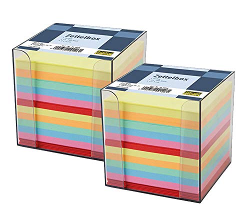 Idena 311068 - Zettelbox, 9 x 9 x 10 cm, 700 Blatt (2x Zettelbox, farbig sortiert) von Idena