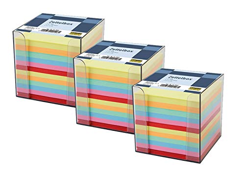 Idena 311068 - Zettelbox, 9 x 9 x 10 cm, 700 Blatt (3x Zettelbox, farbig sortiert, 1) von Idena