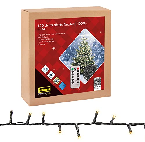 Idena 31115 - LED Lichterkette mit 1000 LEDs in Warmweiß, 8 Stunden Timer Funktion, Dimmer und Memory, mit Kabelaufroller, ca. 35 m lang, zum Basteln, als Party Deko, Weihnachtsdeko, zur Hochzeit Idena 31115 - LED Lichterkette mit 1000 LEDs in Warmweiß, 8 Stunden Timer Funktion, Dimmer und Memory, mit Kabelaufroller, ca. 35 m lang, zum Basteln, als Party Deko, Weihnachtsdeko, zur Hochzeit von Idena